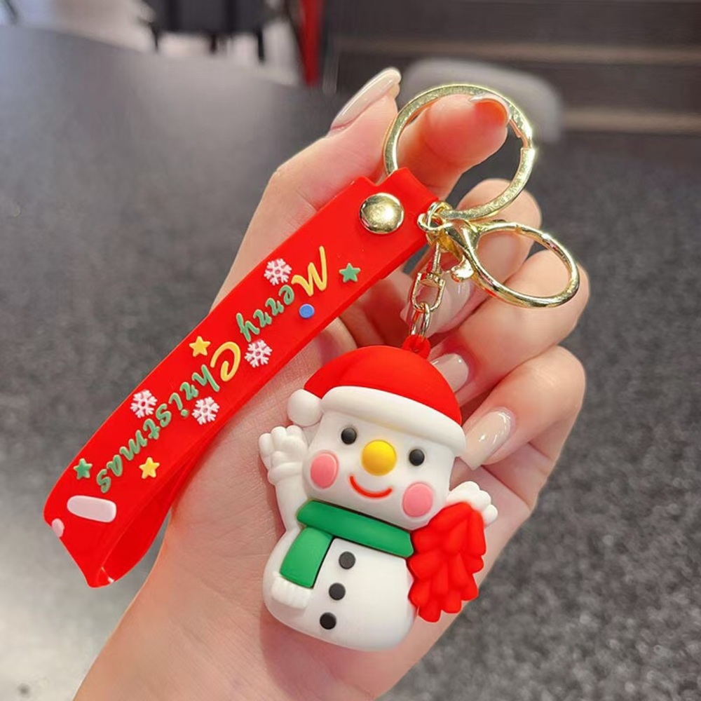 Festive Snowman Key Holder with Red Strap